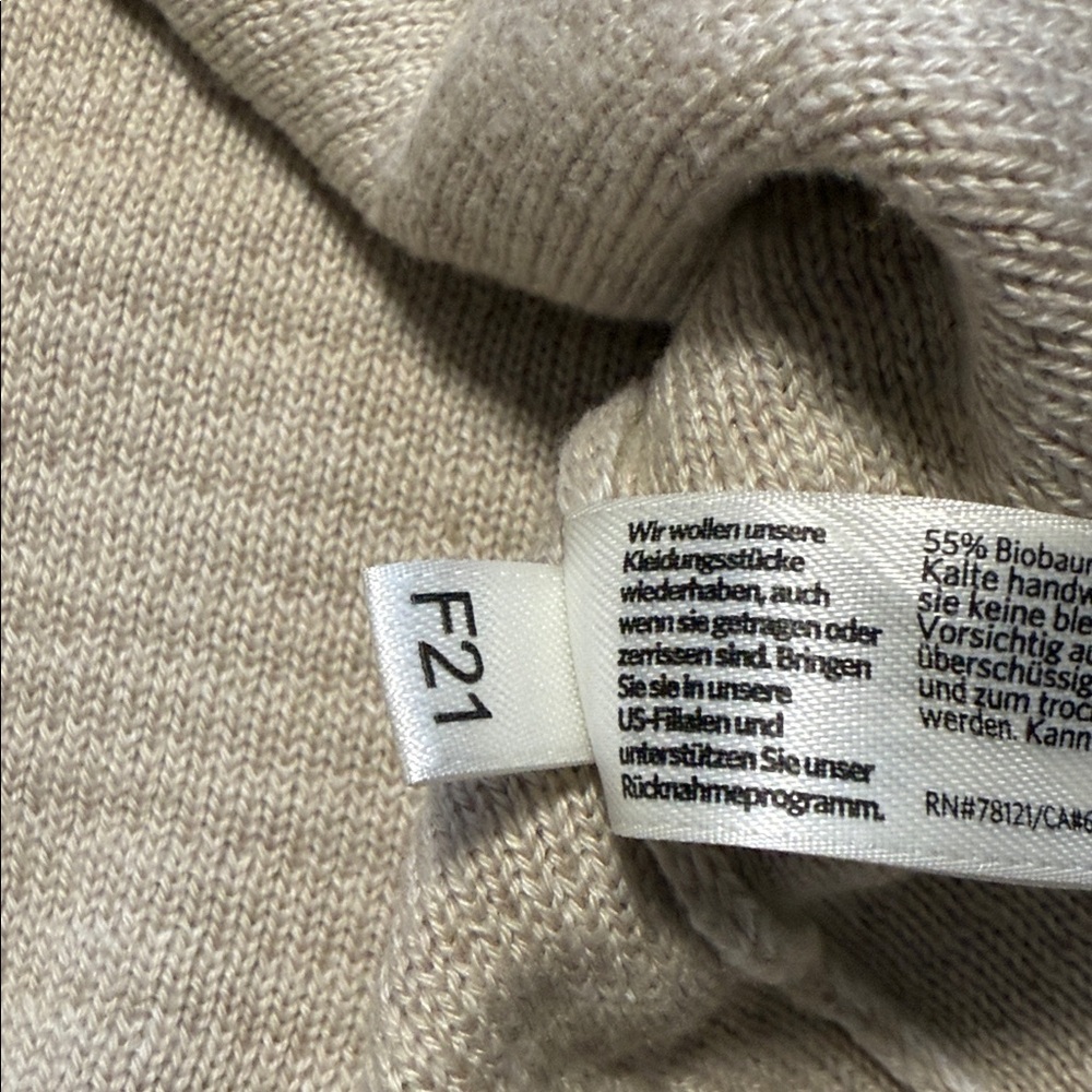 Eileen Fisher Cream Thermal Knit Funnel Neck Organic Cotton Blend Sweater GUC - Picture 7 of 12